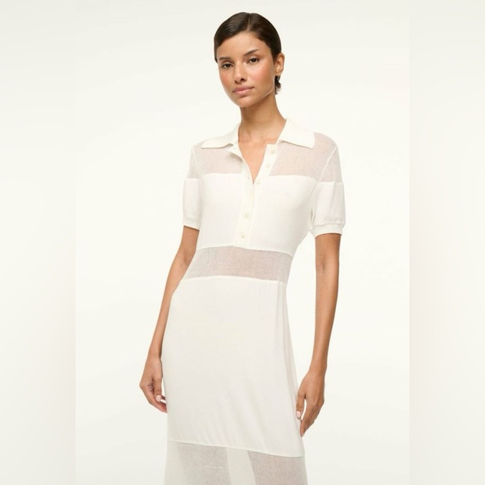 NWT Staud Maxi Quaint Sheer Panel White Dress X Large